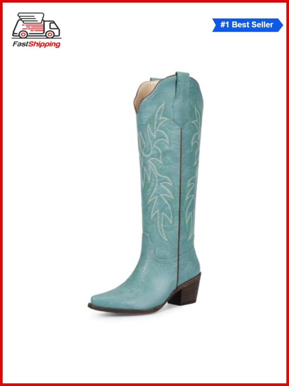 ✨ wetkiss Knee High Cowboy Boots Faux Leather Western Style Women's